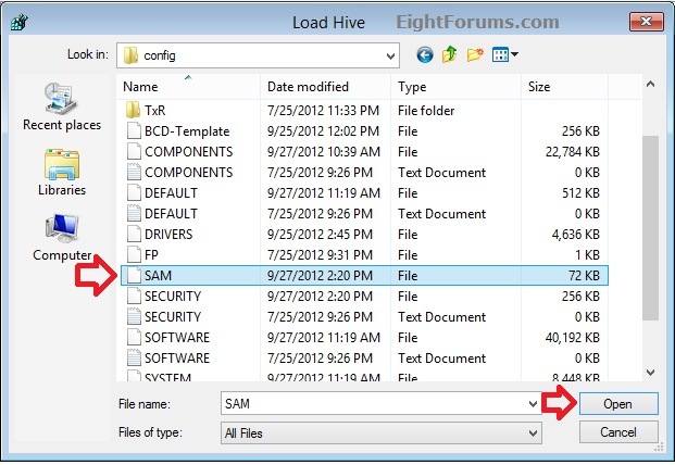 Sam File Location Windows 7