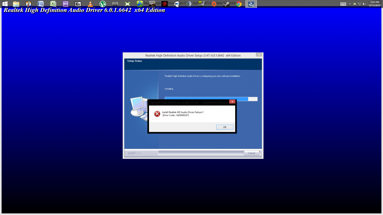 Сбой установки драйвера realtek hd audio error code 0xe0000247