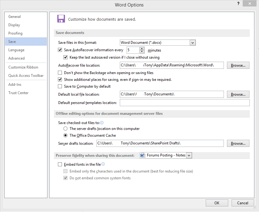 Option file. Word options. Word file. Word options customize ribbon. Save options.