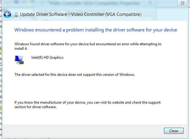 intel hd graphics 3000 driver windows 10 64 bit problem