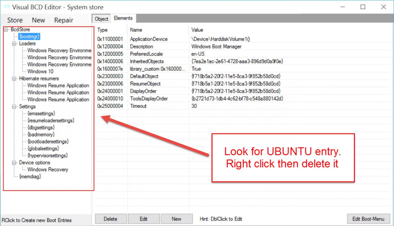 How to remove ubuntu. Редактор BCD. Редактор BCD Windows 10. Visual BCD Editor. Remove Boot Linux.